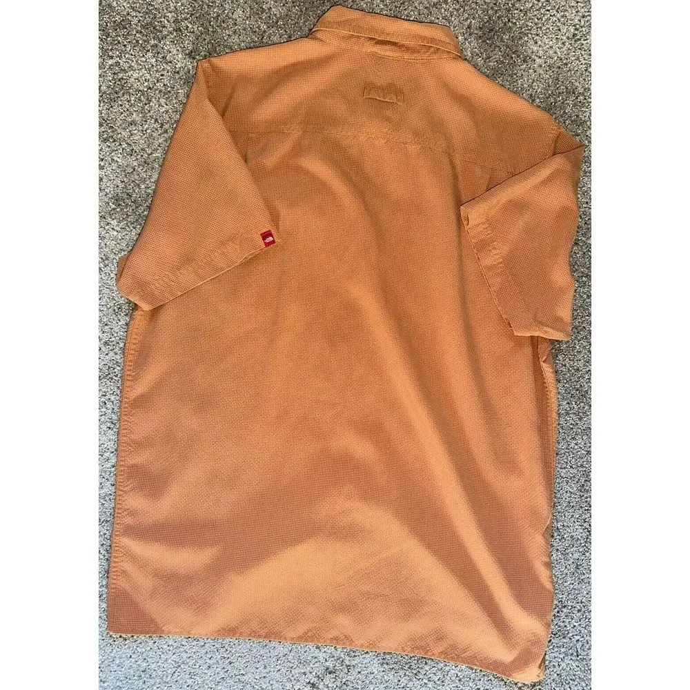 The North Face Orange Plaid Vented‎ Short Sleeve Hiking Tactical Fish Mens Large